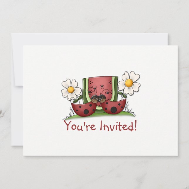 Coccinelles et invitation de fête d'anniversaire (Devant)