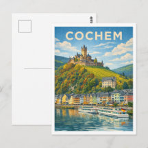 Cochem Deutschland Vintage Reise Kunst Postkarte