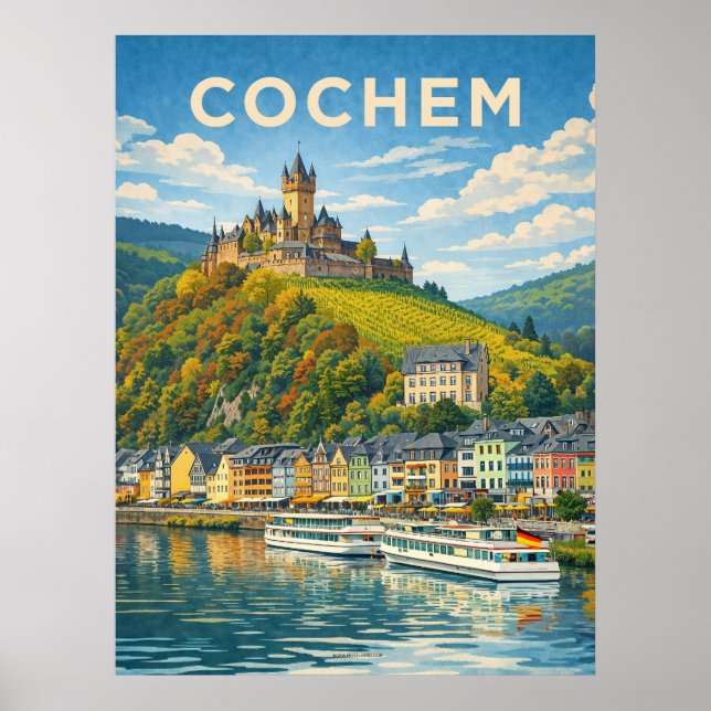 Cochem Deutschland Vintage Reise Poster (Vorne)