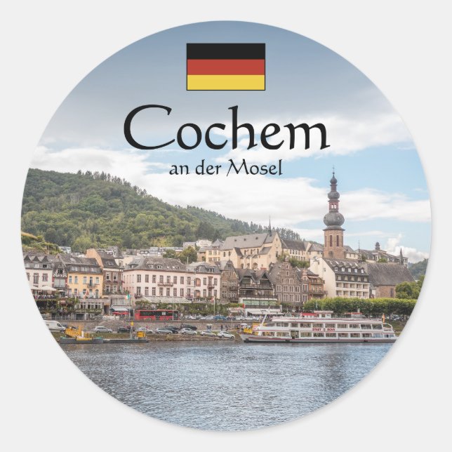 Cochem Germany Souvenir Runder Aufkleber (Vorderseite)