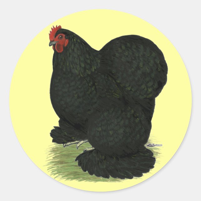 Cochin: Black Hen Runder Aufkleber (Vorderseite)