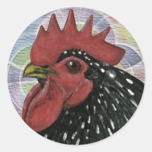 Cochin: Dekorativer Roosterkopf Runder Aufkleber