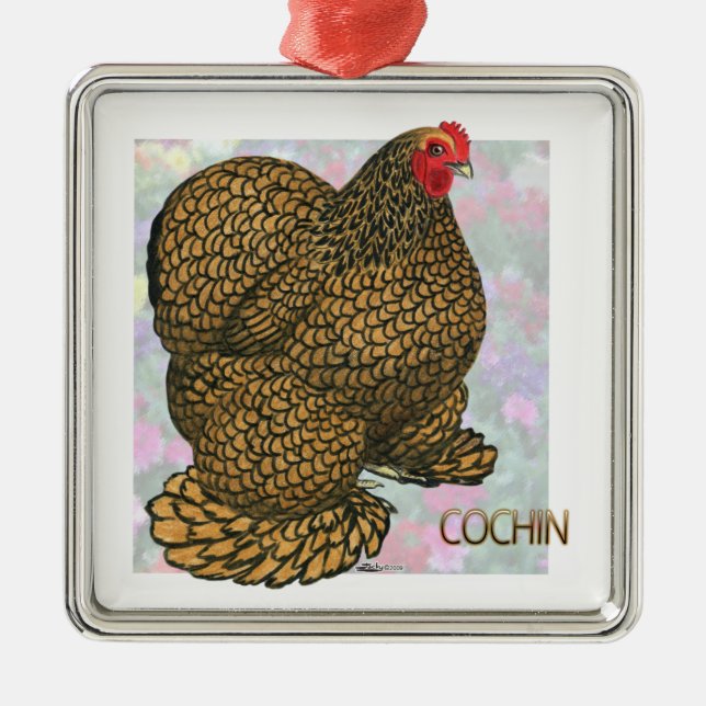 Cochin_Hen Silbernes Ornament (Vorne)