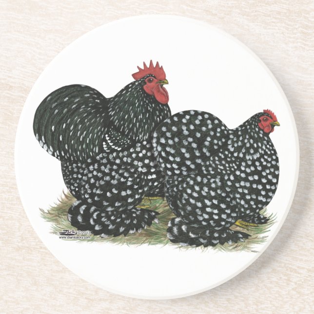 Cochin Mottles Chickens Sandstein Untersetzer (Vorne)