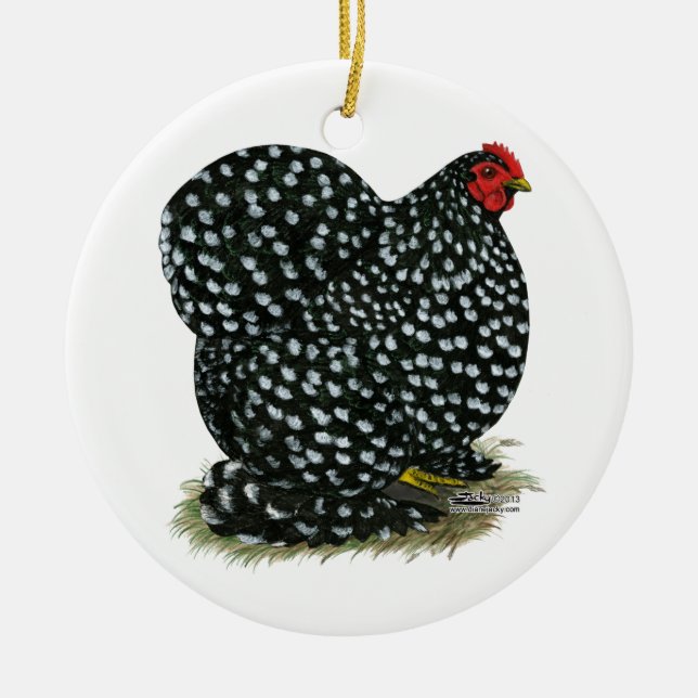 Cochin sprenkelte Henne Keramikornament (Vorne)