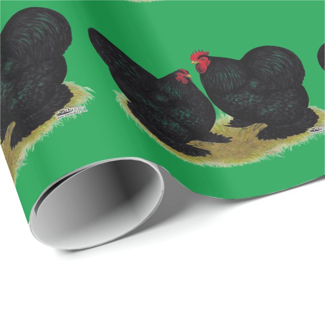Cochins Black Bantam Pair Geschenkpapier (Rolleneckpunkt)