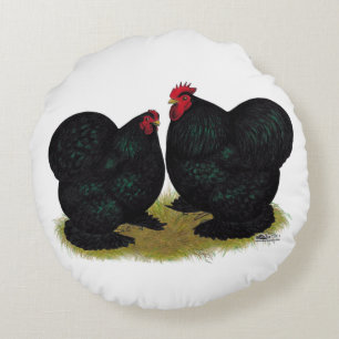Cochins Black Bantam Pair Rundes Kissen