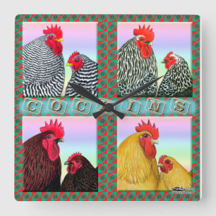 Cochins Vier Farben Quadratische Wanduhr