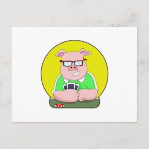 Cochon au poker avec cartes