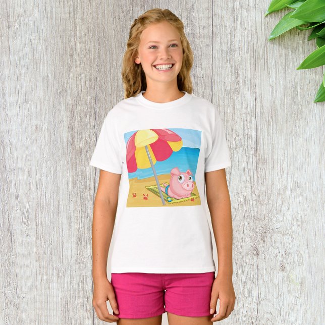 Cochon Au T-shirt Filles De Plage (Créateur téléchargé)