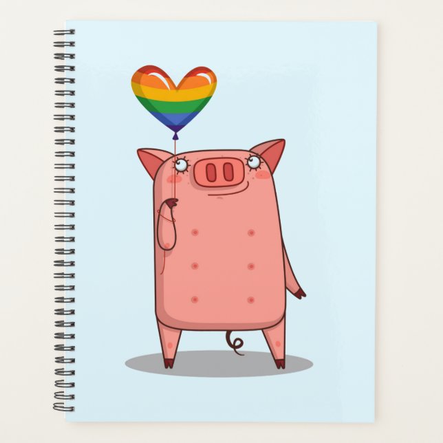 Cochon Avec Ballon Arc-En-Ciel (Devant)