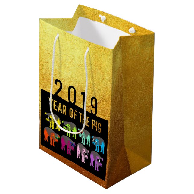 Cochon chinois Nouvel An Zodiac Anniversaire M Sac (Devant Angle)