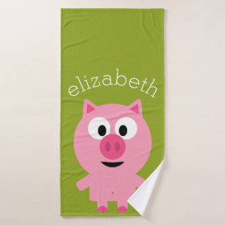 Cochon de ferme en caricatures - rose et vert citr
