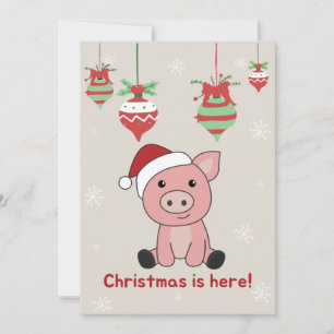 Cochon Joyeux Noël Animaux Cochons Carte de vacanc