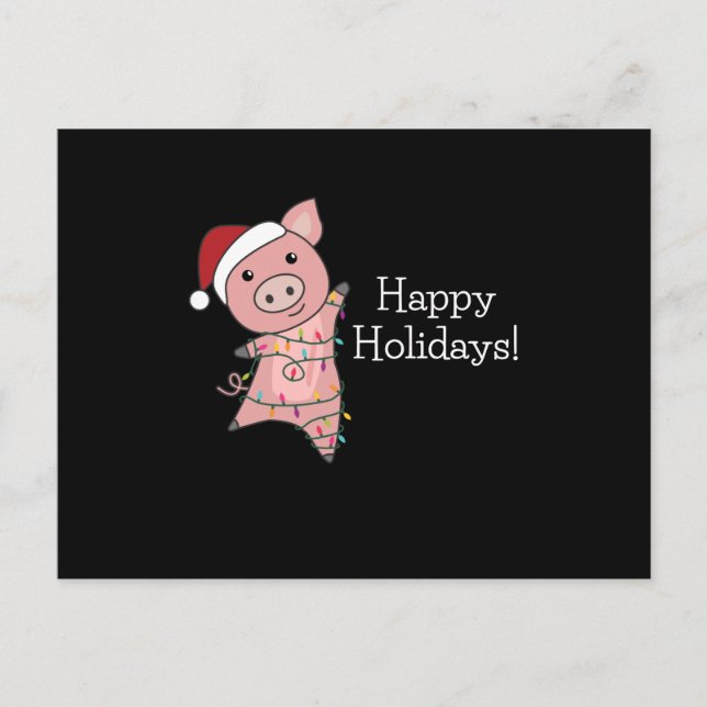Cochon Joyeux Noël Animaux Cochons Carte postale (Devant)