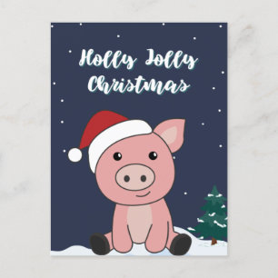 Cochon Joyeux Noël Animaux Cochons Fête Carte post