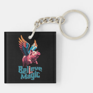 Cochon mignon avec ailes colorées Croire en la m