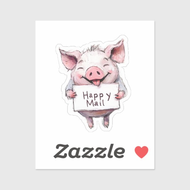 Cochon mignon, Courrier heureux, Sticker (Feuille)