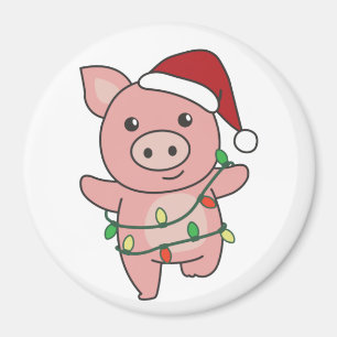 Cochon Noël Animaux d'hiver Cochons Magnet