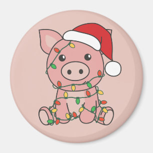 Cochon Noël Animaux d'hiver Cochons Magnet