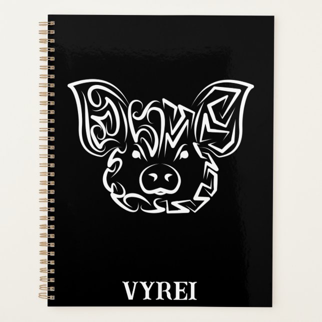 Cochon tribal noir et blanc (Devant)