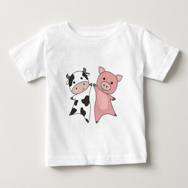 Cochon Vache Piggy Cute Animaux de ferme T-shirt (Devant)