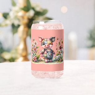 Cochonnet Patchwork Mignon dans un Jardin Floral