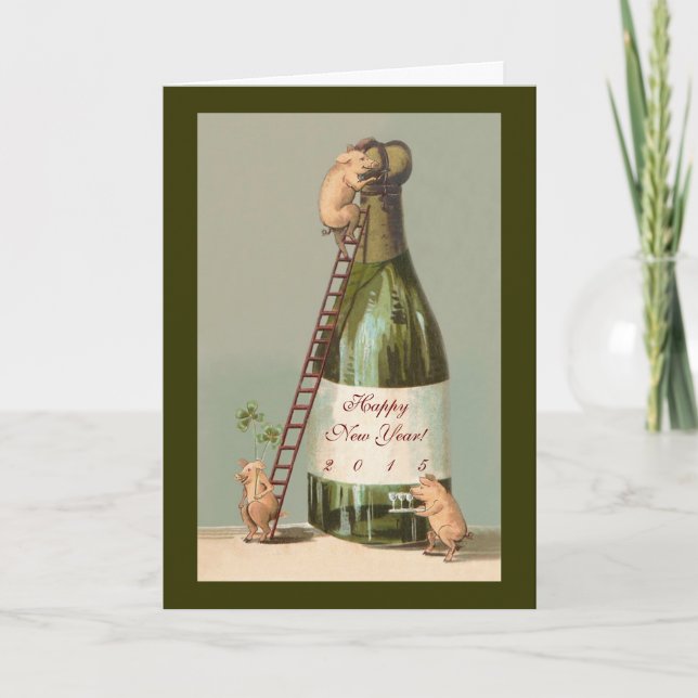 Cochons et Champagne; Carte de vœux du Nouvel An 2 (Devant)