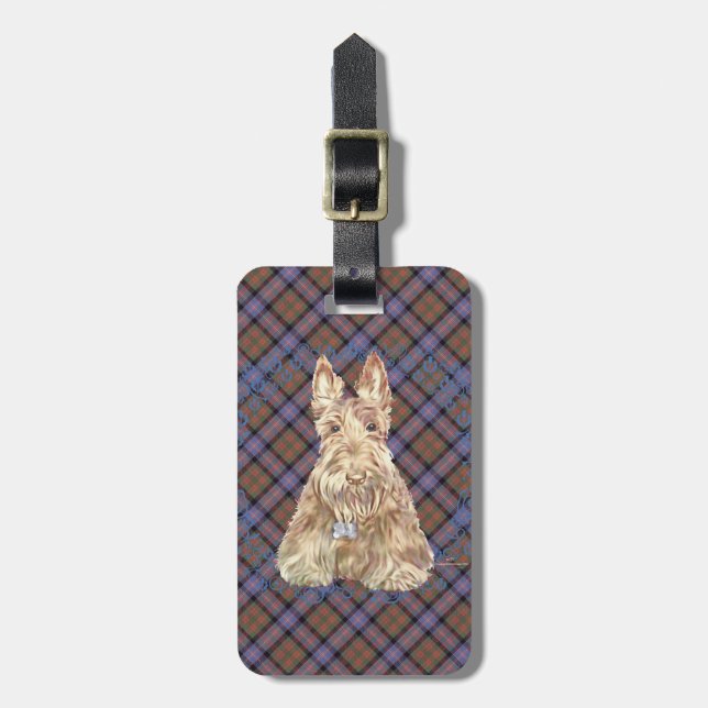 Cochran Tartan Scottie Gepäckanhänger (Vorderseite vertikal)