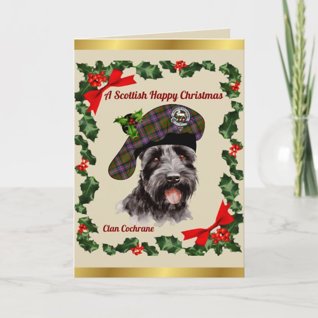 Cochrane Scottie Dog Personalized Xmas Karte (Vorderseite)