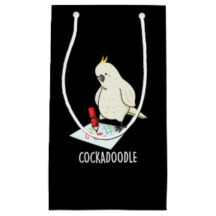 Cockadoodle Funny Cockatoo Pun Dark BG Kleine Geschenktüte