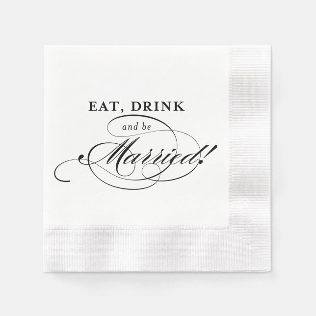 Cockail Napkin: Essen, trinken und Verheiratet sei Serviette (Vorderseite)