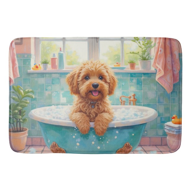 Cockapoo Bath Time Cute Bathroom Decor Badematte (Vorderseite)