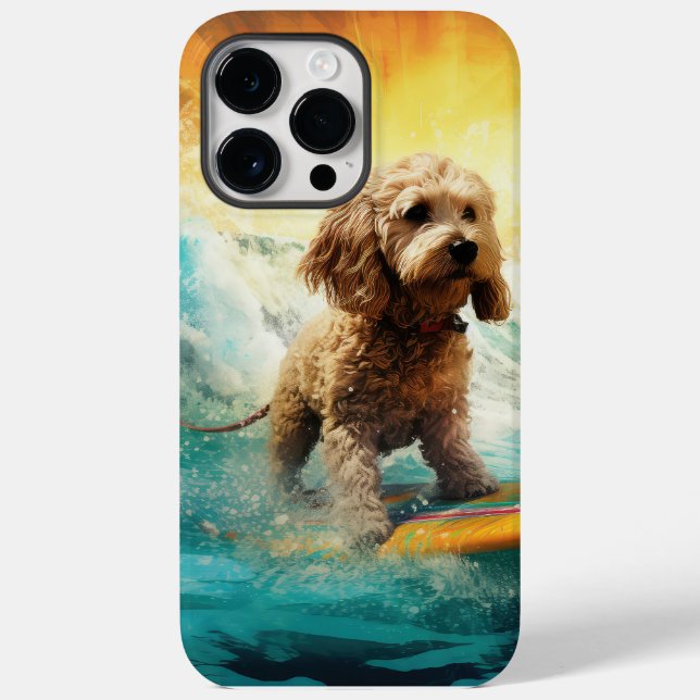 Cockapoo Beach Surfgrafik Case-Mate iPhone 14 Pro Max Hülle (Rückseite)