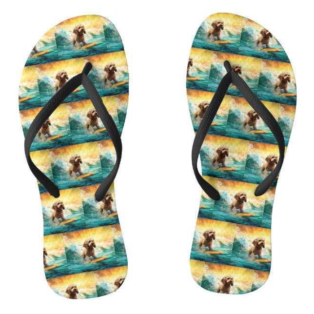 Cockapoo Beach Surfgrafik Flip Flops (Fußbett)
