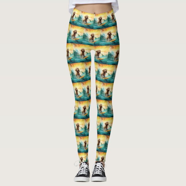Cockapoo Beach Surfgrafik Leggings (Vorderseite)
