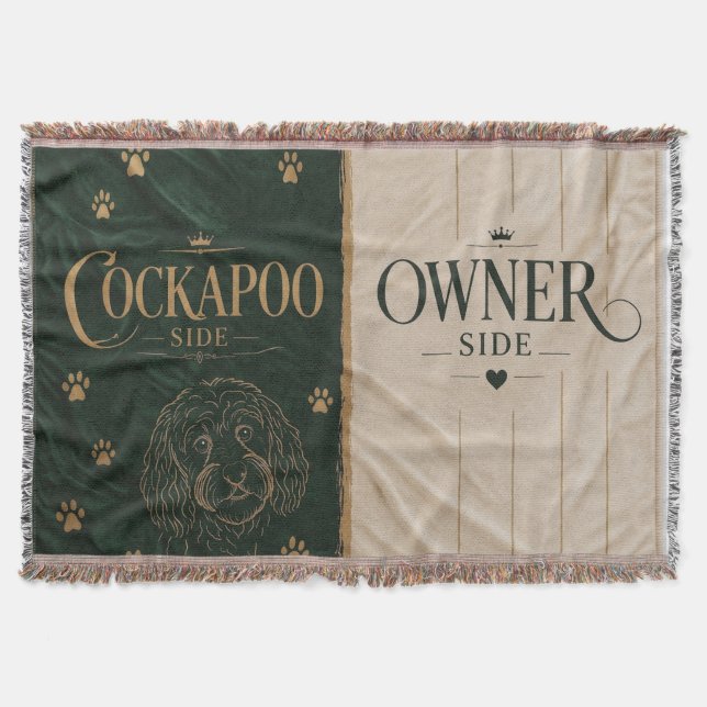 Cockapoo-Besitzer-Seitendecke Lustiges Hundegesche Decke (Vorderseite)