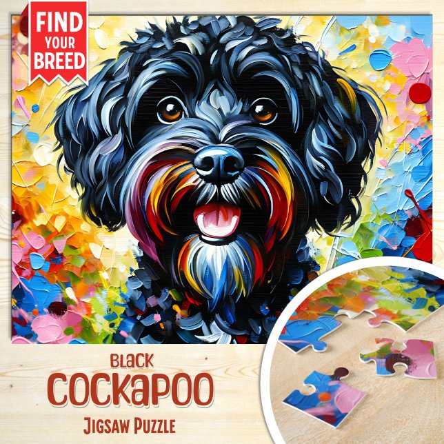 Cockapoo Black Dog Portrait Akryllische Art Print  (Von Creator hochgeladen)