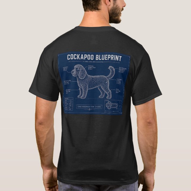 Cockapoo Blueprint T-Shirt – Lustiges Geschenk für (Rückseite)