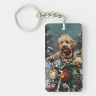Cockapoo Chien chevauchant la moto Noël