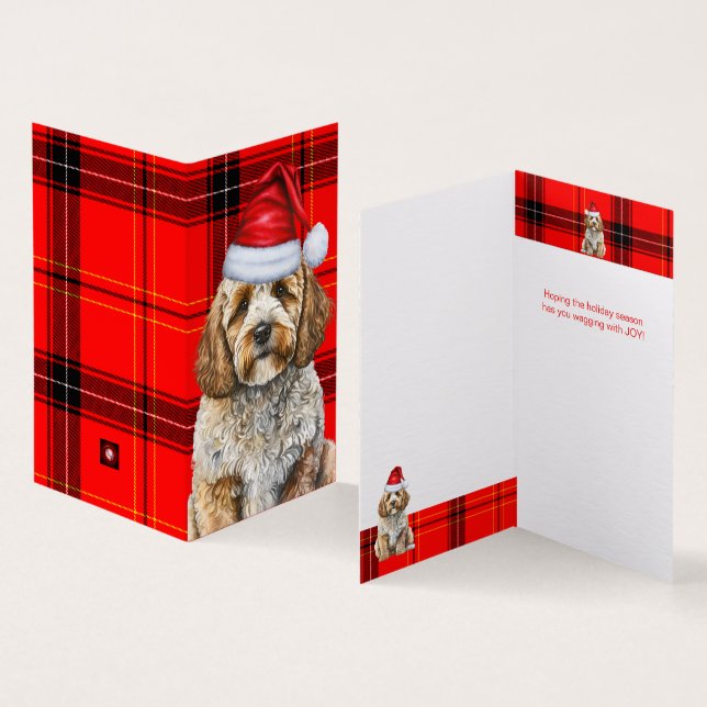 Cockapoo Chien Rouge Noir Plaid Noël Fête (Inside and Outside)