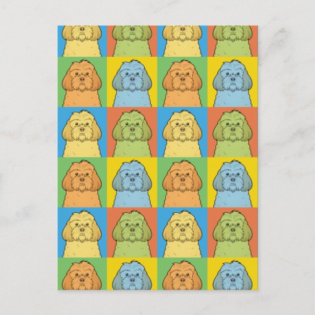 Cockapoo Dog Cartoon Pop Art Postkarte (Vorderseite)