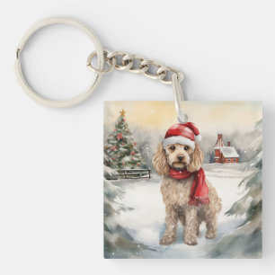 Cockapoo Dog in Snow Christmas