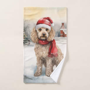 Cockapoo Dog in Snow Christmas