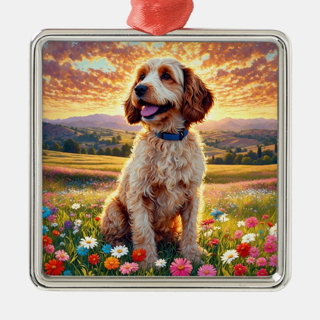 Cockapoo Dog Ornament Aus Metall (Vorne)