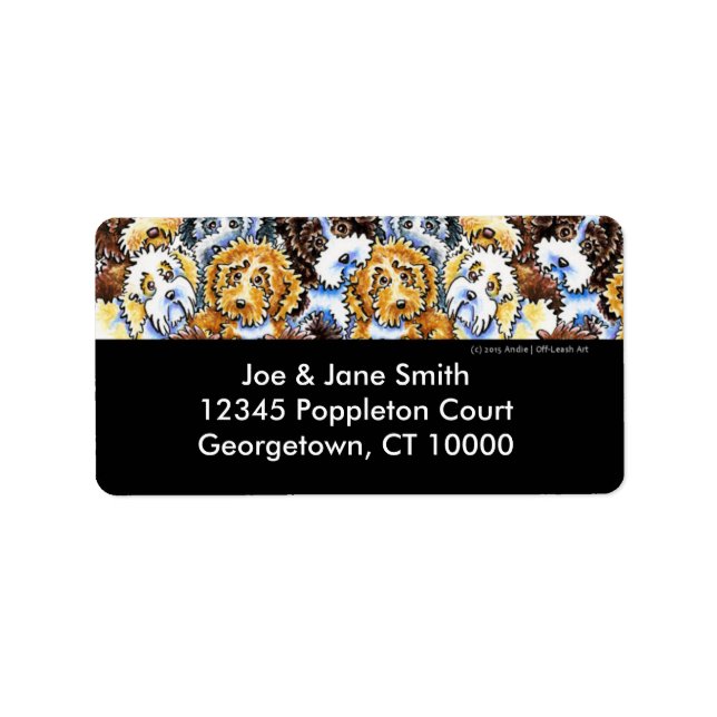 Cockapoo Dog Pack Black Adressaufkleber (Vorne)