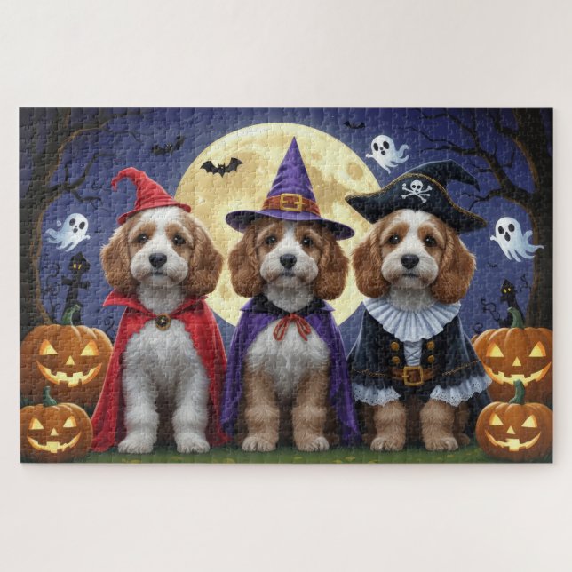 Cockapoo Dog Pumpkin Halloween Funny (Horizontal)