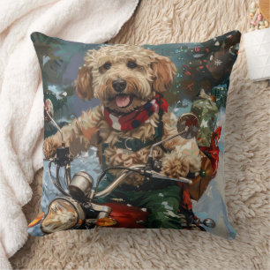 Cockapoo Dog Reiten Motorrad Weihnachten Kissen