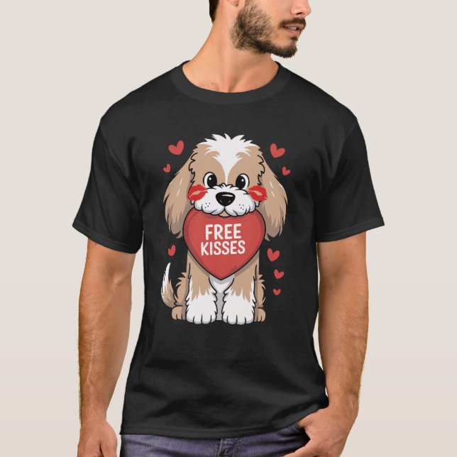 Cockapoo Dog Valentinstag Freie Kisses T-Shirt (Vorderseite)