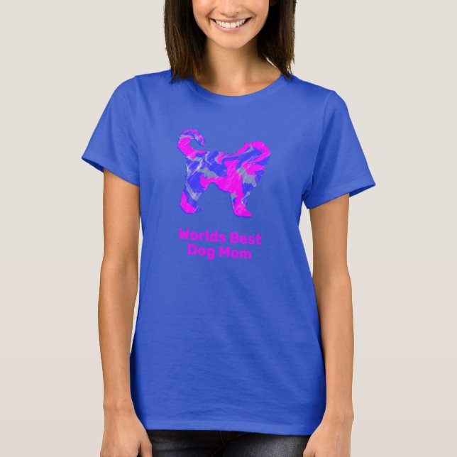 Cockapoo Haustier Silhouette Rosa Blau Beste Mama T-Shirt (Vorderseite)